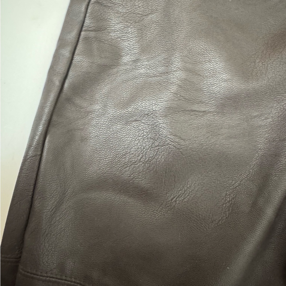 Good American Faux Leather Moto Style Pants Chocolate Brown Size 2 / 26 FLAW - Picture 5 of 10